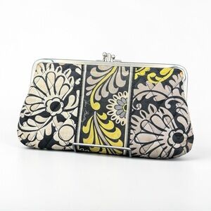 Vera Bradley Cotton Quilted Double Kiss Lock Clutch Wallet Baroque 8.5" x 4.5"